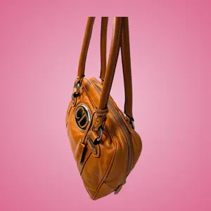 Pre-owned Dior Leather Shoulder Bags Christian Orange Top Handle Bag