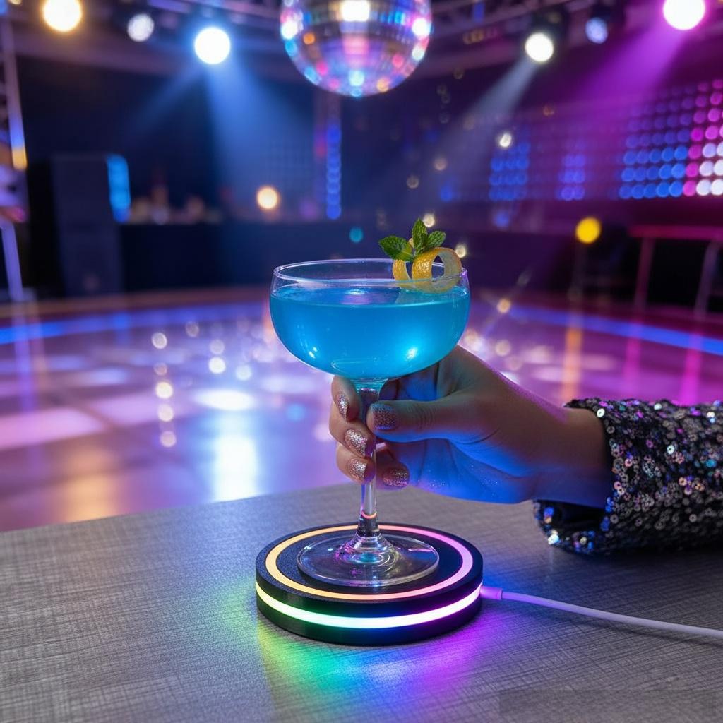 Intelligent Cocktail Coaster Adjustable Color Cup Mat