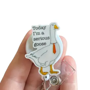 Glitter My Badge Funny serious silly goose badge reel for nurse and hospital workers. Badge clip Badge pull - Retractable swivel clip with a 360 rotation. Great gift for coworker.
