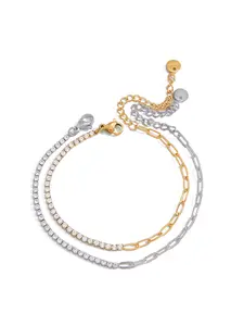 Asymmetric Crystal Tennis Bracelet For Women Minimalist Cubic Zirconia Bracelet Exquisite Bracelet 18K Gold Plated Stainless Steel Bracelet Fashion Jewelry Bracelets Jewelry Gift Elegant Jewelry Bracelet