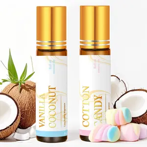 2pc/1pc 10ML Vanilla Coconut Roll-On Essential Oil, Cotton Candy Long-Lasting Scent, Alcohol-Free, Suitable for Diffusers, Humidifiers, Home Decor, Unisex
