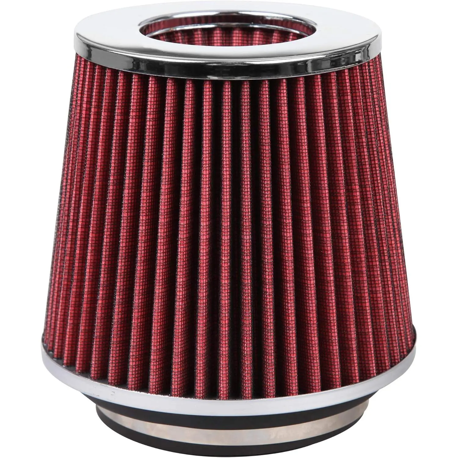 Cartman Clamp-On Round Tapered Red Engine Air Filter, High Quality Washable and Reusable High Performance Replacement, Fits 3/3.5/4 in Diameter Intake Tubes with Adapter Rings, Increases Horsepower, 3 Inch