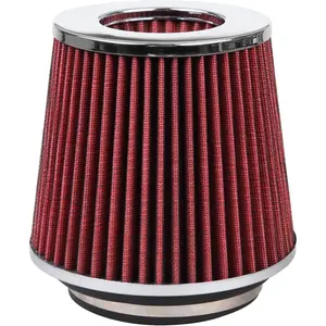 Cartman Clamp-On Engine Air Filter, Fit Intake Tube with 3/3.5/4in Diameter, Premium High Performance Replacement Filter, Washable and Reusable, Round Tapered, Red