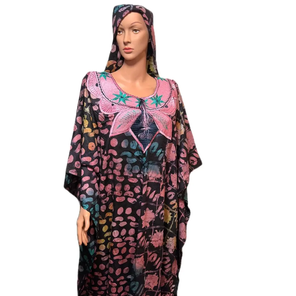 Women's 100% Cotton Adire Boubou, Free Size Traditional African Women's Wear
