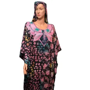 Women's 100% Cotton Adire Boubou, Free Size Traditional African Women's Wear
