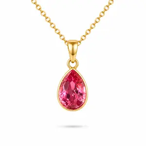 October 18K Gold Plated Necklace with Genuine Swarovski Crystal Birthstone Pendant