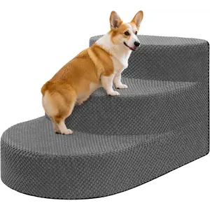Stairs for Small Dogs,  Steps for Small Dogs & Cats, 3 Steps  Ramp for High Beds, Couch, Window, Sofa, Pet Stairs with Removable Washable Cover, Non-Slip Sturdy Pet Steps, Grey