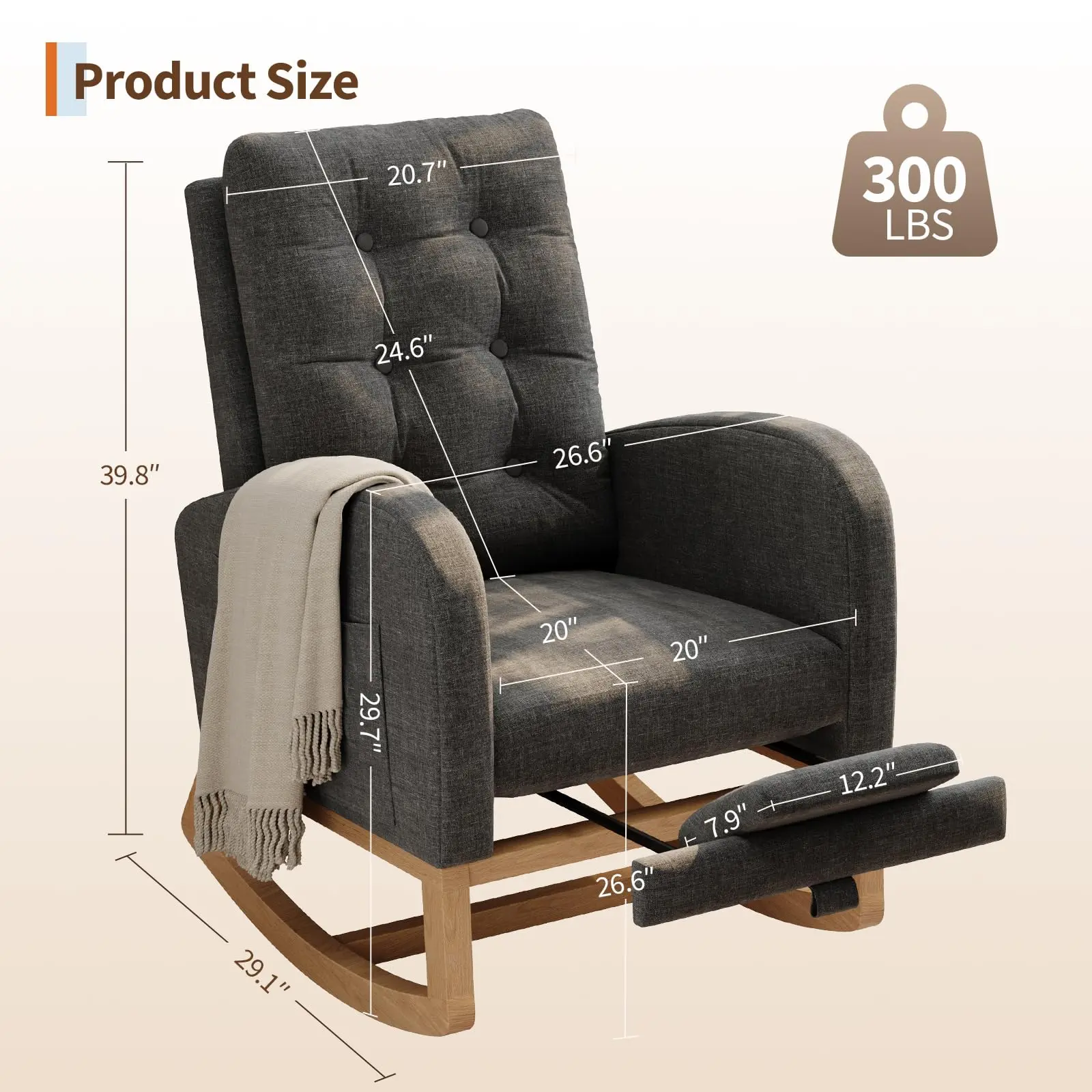 Dark gray burlap with footrest