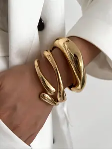 Vintage Irregular Bangle Bracelet, Trendy Stack Bangle, Fashionable Jewelry for Women for Party, Daily Clothing Decor, Trendy All-match & Exquisite Jewelry for Birthday Gift, Elegant Minimalist Bangle