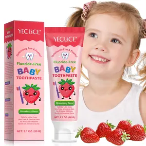 YECUCE Toothpaste 60g, Two Flavor Options, Fluoride-Free, Gentle Cleaning for Toddlers, Swallowable Fruit Flavor, No Artificial Additives, Kid Toothpaste