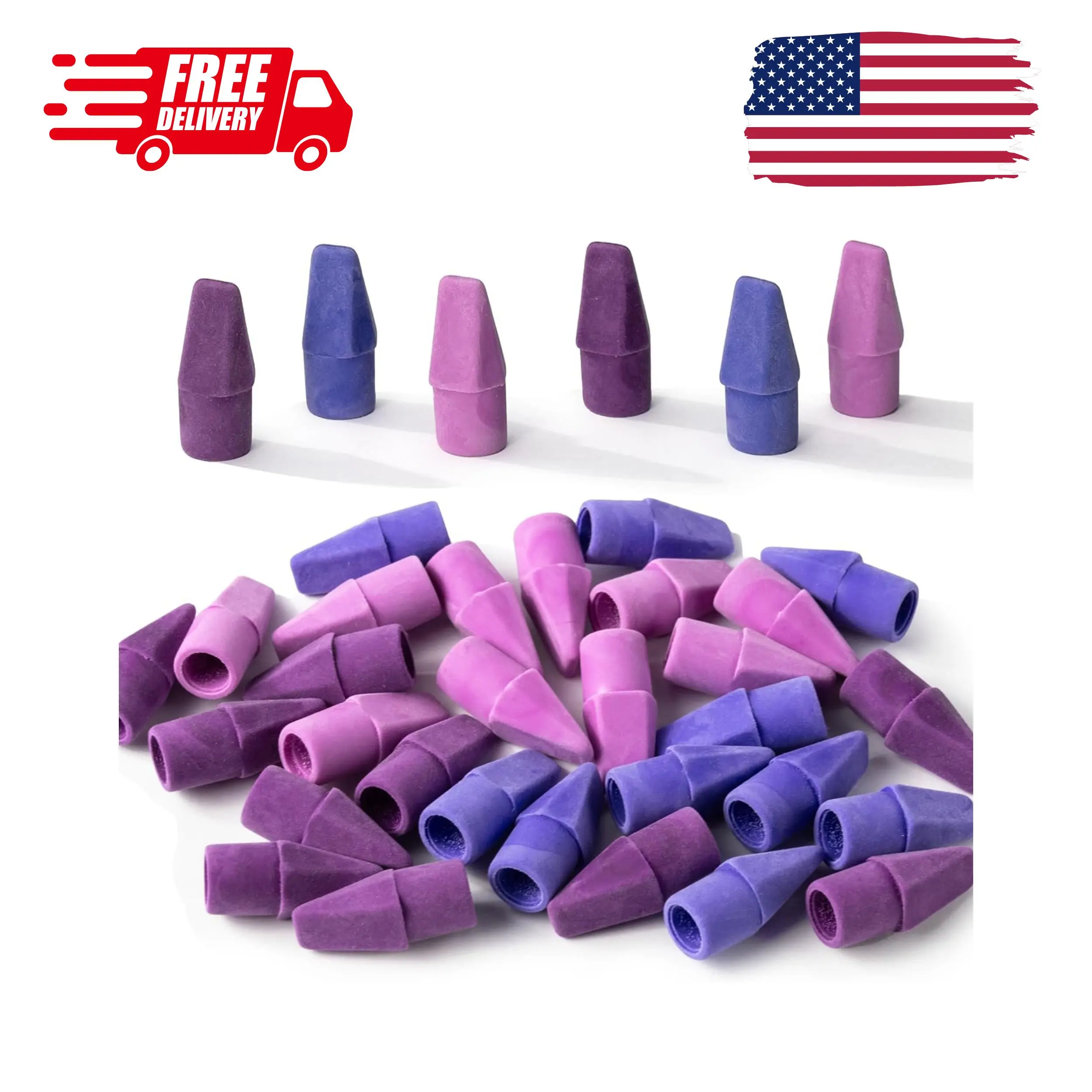 Pencil Erasers Toppers, 30 Pack, Colorful