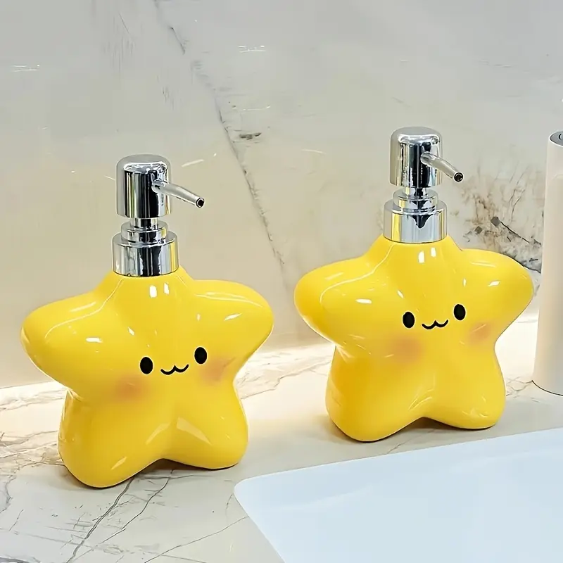 Star-Shaped Ceramic Lotion Dispenser - Bathroom Accessory for Shampoo/Conditioner, Household Indoor Shower Gel Container