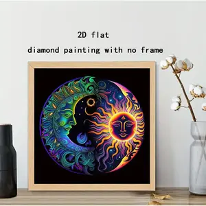 Mystery Style Full Drill Diamond Painting DIY Kit, Moon & Sun Pattern, Suitable for Beginners, Creative Wall Art Decoration, 25x25cm