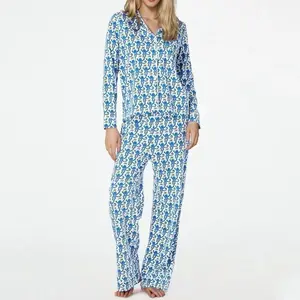 Women's Monkey Print Pajama Two Piece Set Loungewear Nightwear Womenswear Comfortable & Stylish Sleepwear