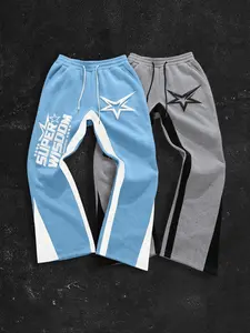 Men's & Women's Casual Fitted Sweatpants Set, Light Letter Star Design, Comfortable College Style Pants for All Seasons