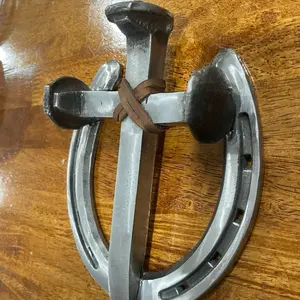 Hand Forged Horseshoe Cross – Rustic Christian Wall Décor