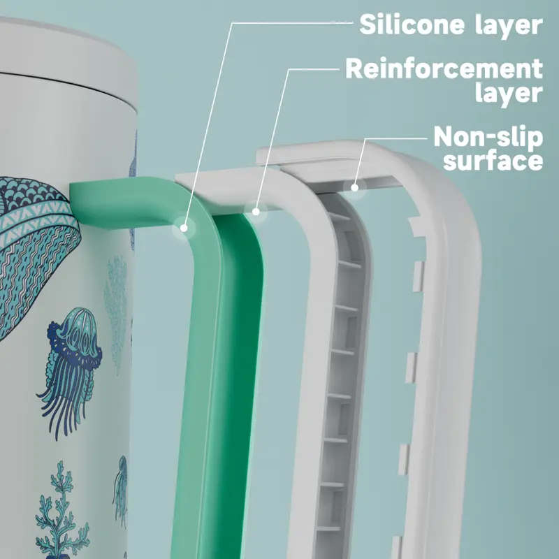 【Latest Style】 - Meoky 40oz Stay Hot Or Cold All DayStainless Steel Thermos Cup, Perfect For Car, Office & Travel, Large Capacity, Trendy Design, Valentine's Day gift Ready Glow-In-The-Dark White Marine Life, Insulated Mug Tumbler With Handle 3