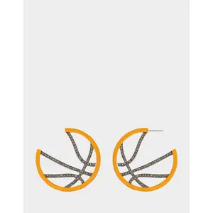 Betsey Johnson BASKETBALL HOOP EARRINGS ORANGE