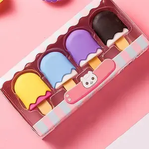 Creative Student Erasers Set, Ice Cream Lollipop Cake Shapes, Candy Color Cartoon Erasers, School Supplies Gift, Cute Kids Drawing Erasers