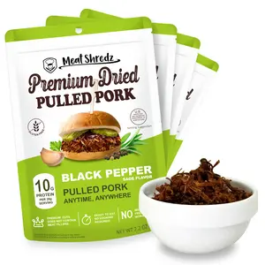 Meat Shredz - Premium Dried Pulled Pork (Black Pepper, 4 Pack) | Gluten Free | High Protein & Low Sugar | Bacon Bits | Dehydrated Backpacking & Camping Food | Shredded, Dried Jerky Chew Snack