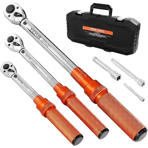 VEVOR 1/4 3/8 1/2 Inch Drive Torque Wrench, 3Pcs Click Torque Wrench Set 20-240IN-LB, 5-45FT-LB, 10-170FT-LB, Dual-Direction Adjustable 72 Tooth for Bicycle, Moto and Car Maintenance