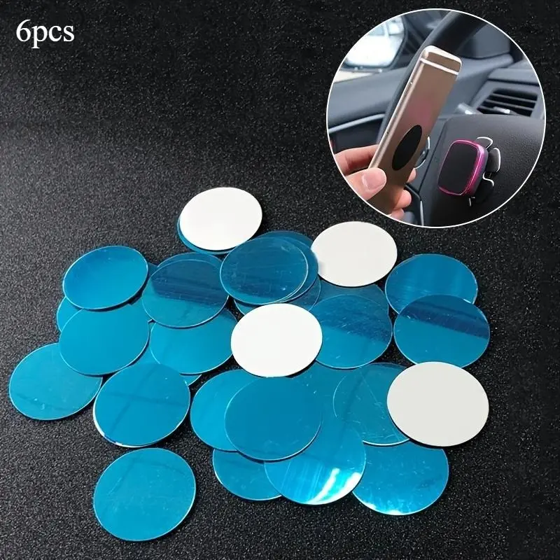 6pcs Round Bracket Magnetic Sheet Magnet Metal Plate Car Mobile Phone Holder Automotive Phone Holder Car Phone Holders Car Phone Mount Cell Phone Mounts Cellphone Car Holder