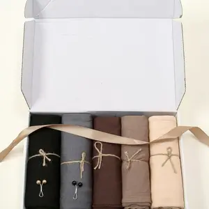 5 Pieces Jersey Scarves in the Box - Includes Black, Gray, Brown, Beige Scarves in a Set