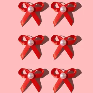 6pcs Pet Bow Hair Clips, Cute Cat Pearl Bow Headdress, Dog Birthday Accessories