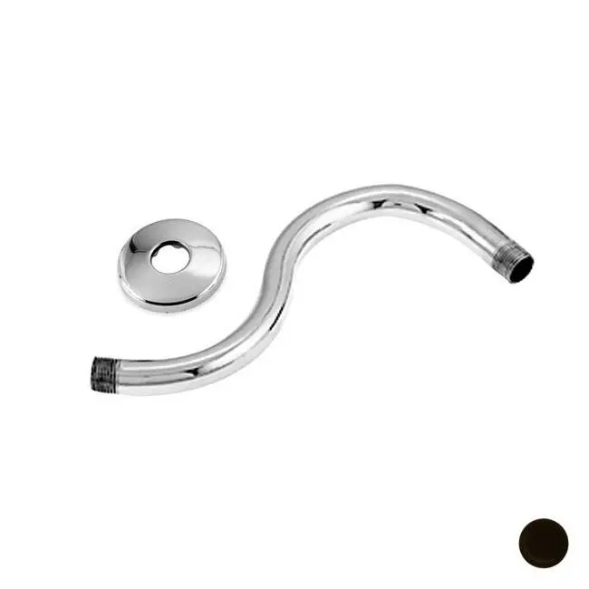212 MAIN S-Shaped Curve Wall Mount Shower Arm, 1/2" IPS Inlet & Outlet, 8" Size, 2.5" Diameter, Lead-Free Brass Construction, Oil Rubbed Bronze Finish, Sure Grip Flange, Raises Shower Head Functionality