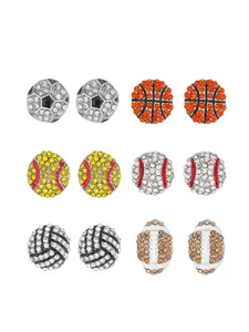 New Rhinestone Ball Ear Studs Unisex Style Creative Design Rugby Football Earrings Stud Earring Jewelry