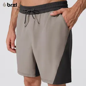 BRXL Men's 5-Inch Workout Shorts - Grey & Black Color Block with Zip Back Pocket & Side Pockets​#Summervibes