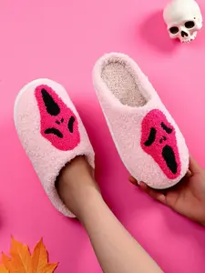 Women's Punk Style Halloween Skull Slippers, Soft Comfortable Home Shoes for Fall Winter, Ideal Christmas Gift, Slippers Indoor