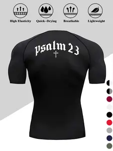 Men's Dragon Print Compression T-Shirt, Activewear, Quick-Dry Breathable Stretch Fabric, Tight-Fitting Short Sleeve Top for Fitness and Outdoor Activities
