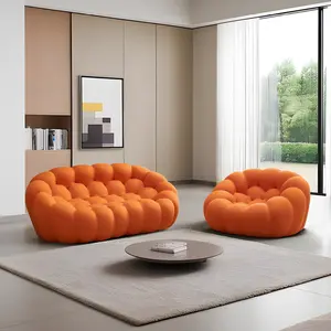 VASOENY 47 "inch Bubble Lazy Sofa Compressed Bean Bag Couch Floor Round Curved Chaise ,Upholstered Fabric Recliner Comfy Stuffed Chair ,Modern Mesh Ball-Shaped Boneless Sofa Chic Furniture for Small Space, Apartment, Living Room, Bedroom, Reading Book