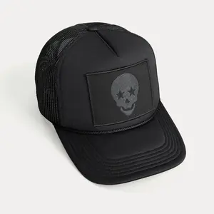 SKULL STARS, Black/Black, High Quality Trucker Hats ***MADE FOR LOCALS BY LOCALS***