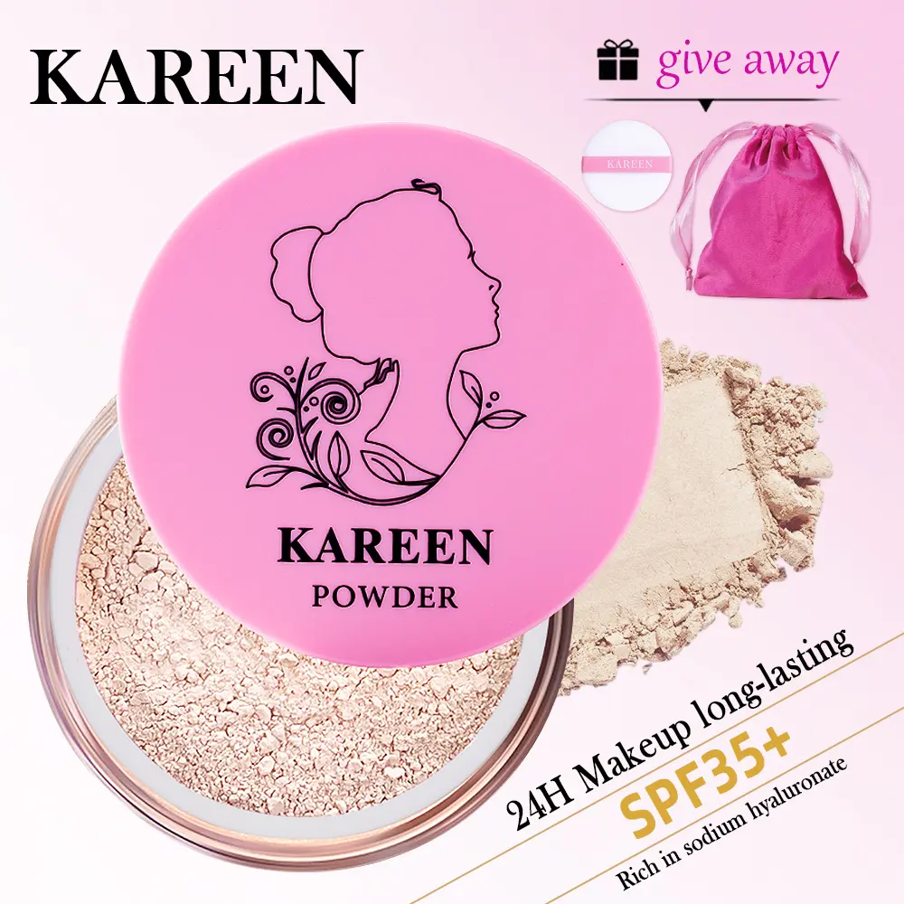 KAREEN Matte Setting Powder for Oily Skin - Oil Control, Anti-Gloss & Poreless with a Waterproof Finish and SPF 35+, Face Finishing, Long-Lasting, All Skin Types, Cosmetic, Dusting Powder, Broad Spectrum Spf Powder