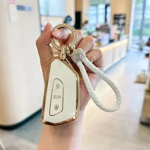 ACEBOY for VW Volkswagen Key Fob Cover, Soft TPU Protection Key Case Shell Compatible with VW ID.4 ID.3 Golf 8 MK8 MK4 Skoda Octavia Seat Leon Smart Remote Control Car Accessories