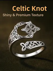 Good Luck Celtic Knot Ring, Adjustable fit Witch Knot Open Ring, Hecate Ring, Pagan Witch Jewelry, Ritual Protection, Spiritual Jewelry, Adjustable Rings