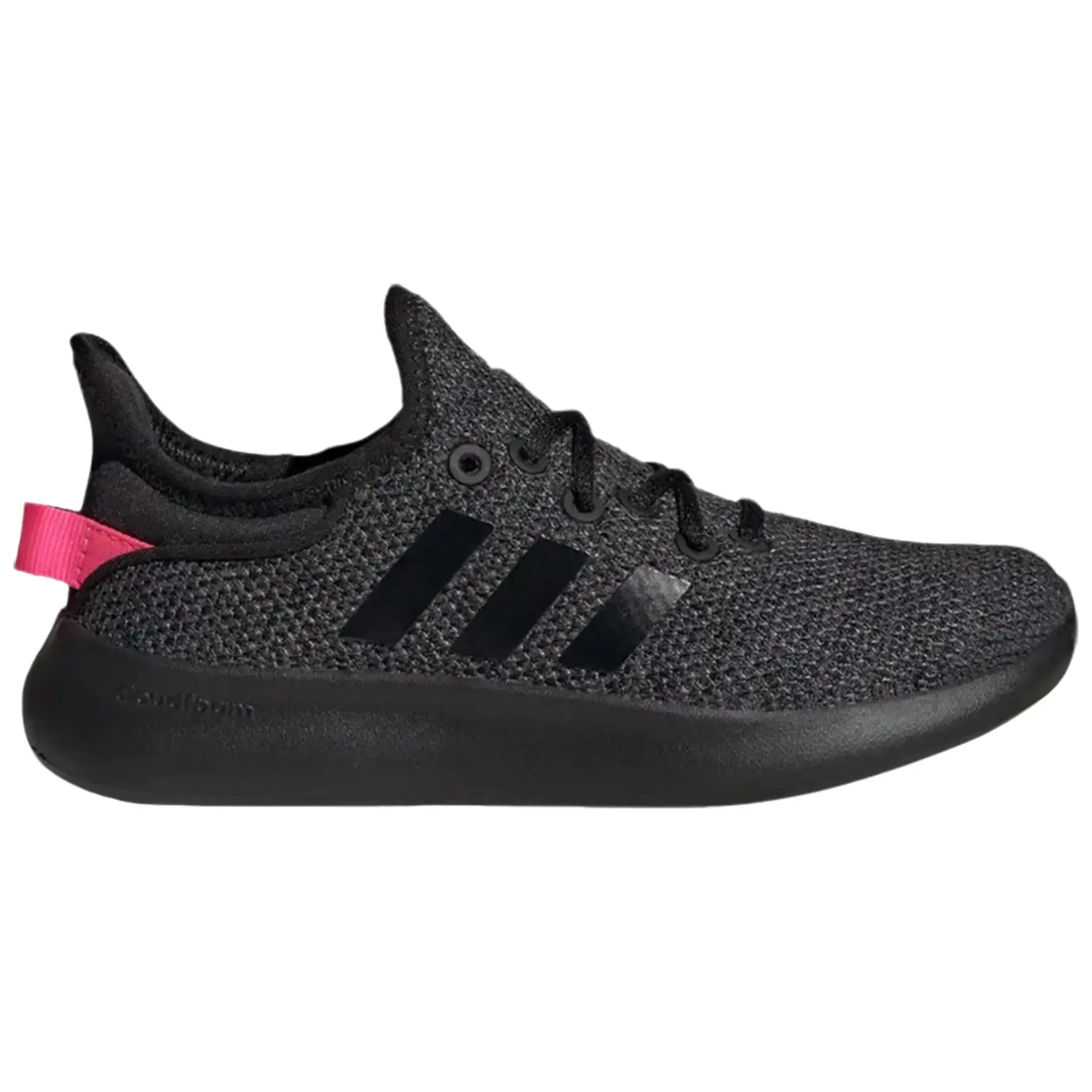 adidas Cloudfoam Pure Black Lucid Pink Youth Fashion Shoes New