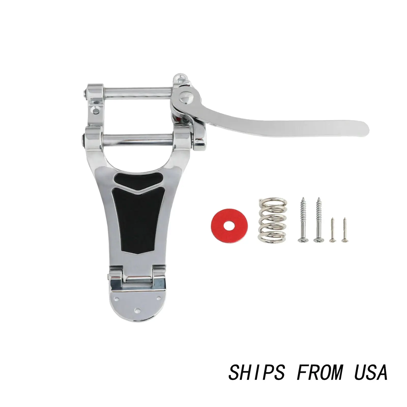 6-String Chrome Tremolo Vibrato Bridge Tailpiece with Compensated Brass Saddles, Brass Accessories for Jazz LP Hollow Body Electric Guitars