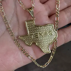 Gold plated Texas map necklace