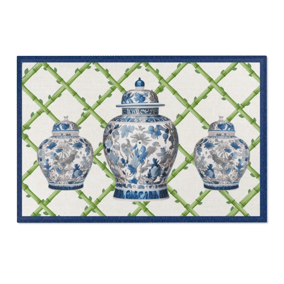 Chinoiserie Ginger Jar, Floral Lattice Area Rugs