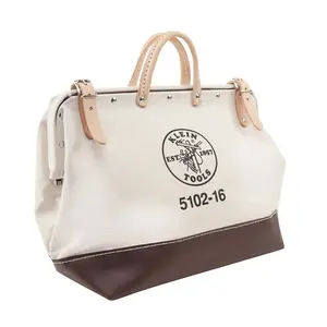 Klein Tools 5102-16 Tool Bag, Canvas Tote for Hand Tools is Heavy Duty Organizer with Steel Frame Mouth