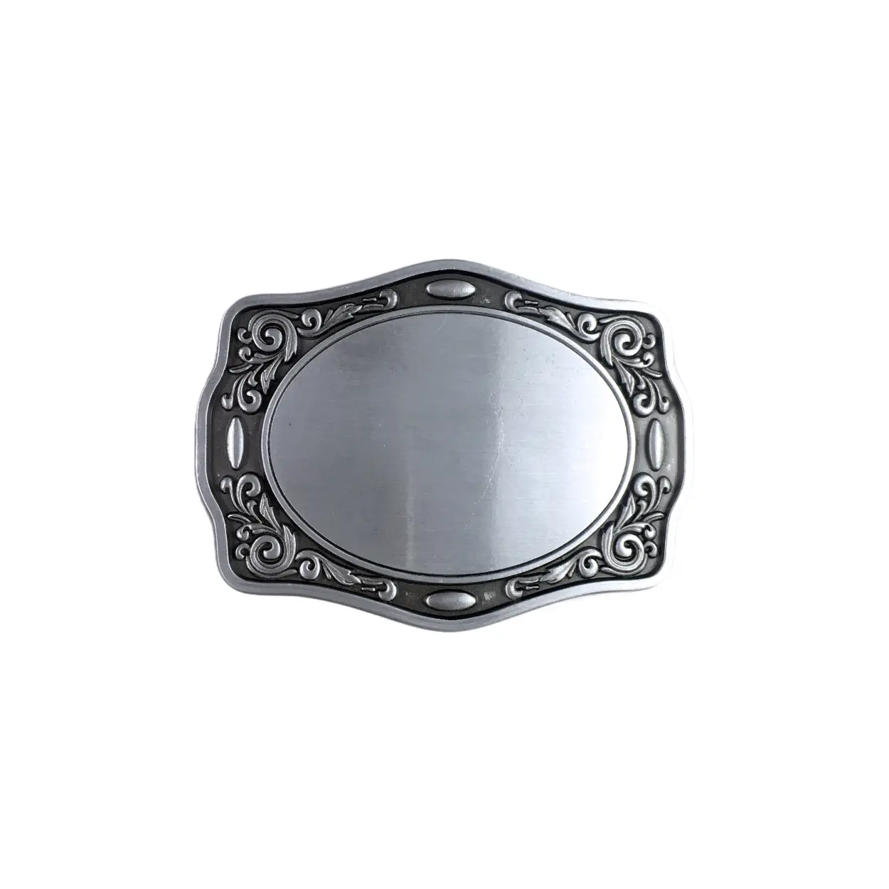 Antique Brushed Silver Western Flowers Trims Blank Belt Buckle Men Accessories