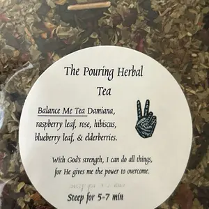 Balance Me Tea - Herbal Beverage with Damiana, Raspberry Leaf, Rose, Hibiscus, Blueberry Leaf & Elderberries
