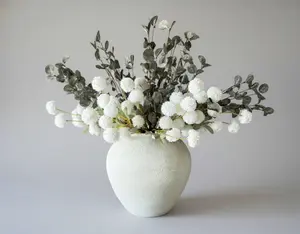White Serenity - Faux Kiku & Eucalyptus Arrangement