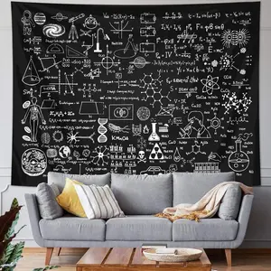Science Themed Classroom Blackboard Tapestry, 1/2 Counts Chemistry & Mathematics & Geometry & Physics Tapestry, Back To School Party Decoration