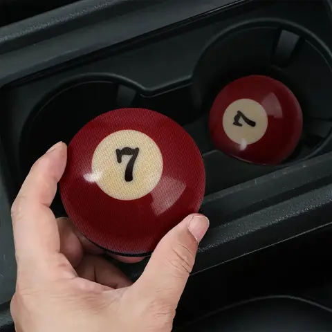 Billiards Pattern Car Coasters, 2/4pcs Non-slip Car Cup Holder Mat, Car Interior Protective Decorative Accessories for Men & Women, Boujee Car Accessories, Car Interior Decoration, Car Decor Gift, Automotive Decorative Accessories, Car Stuff