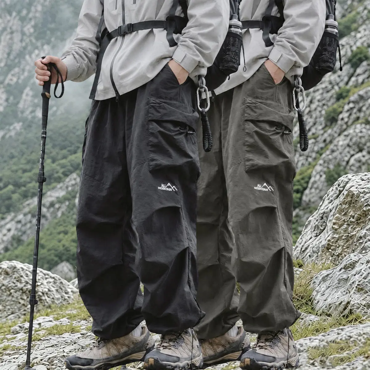 Men’s tactical cargo pants, two-pack — multi-pocket design, breathable quick-dry fabric, straight-leg work pants suitable for hiking, job sites, and everyday casual wear; machine washable; a great gift for men.