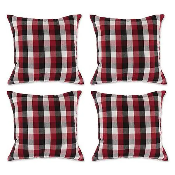 Design Imports Checkered Pillow Covers 18x18 Set of 4